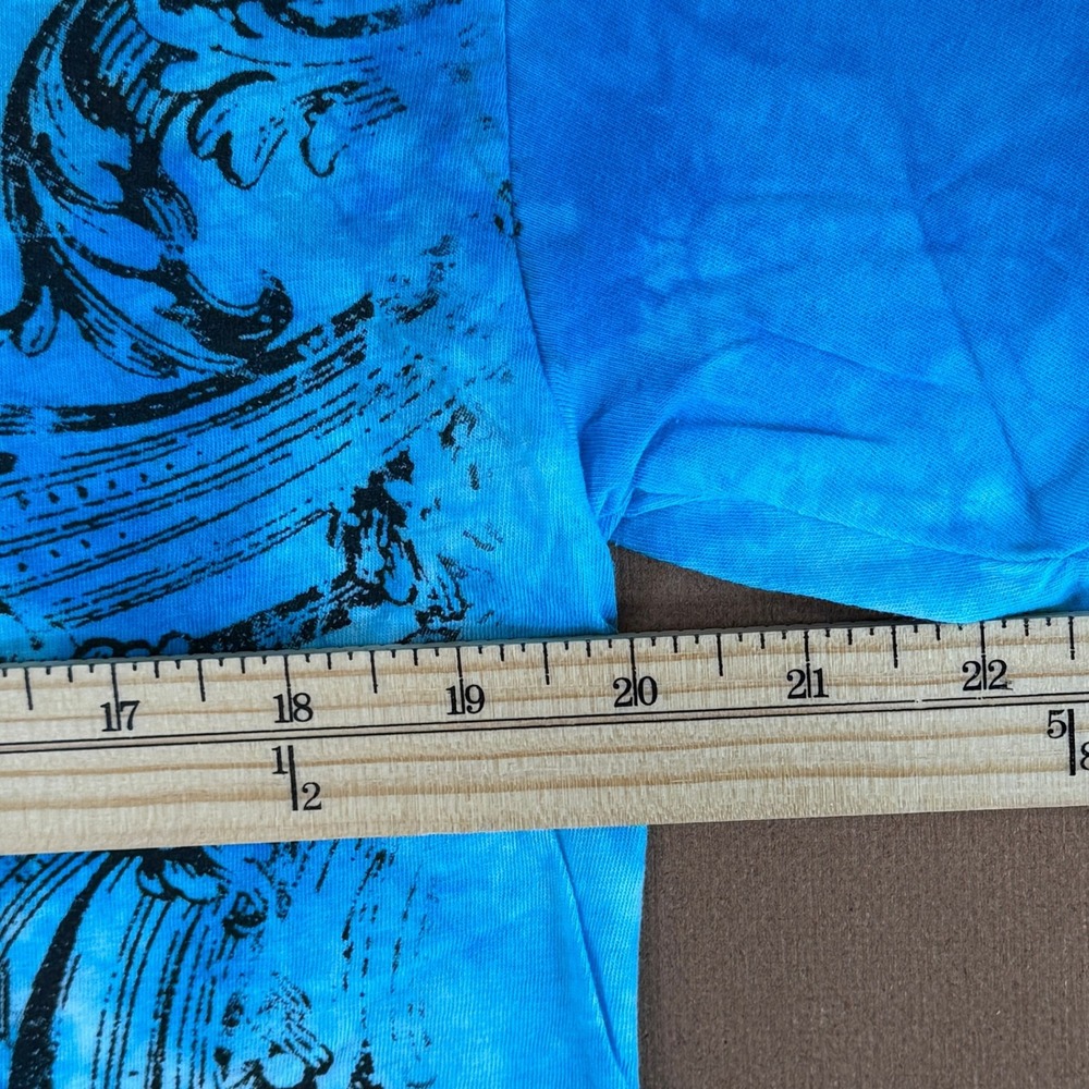 Sinist3r Brand Mens Large Blue Tie Dye Gothic Cross Graphic T-Shirt Cotton - Picture 5 of 6